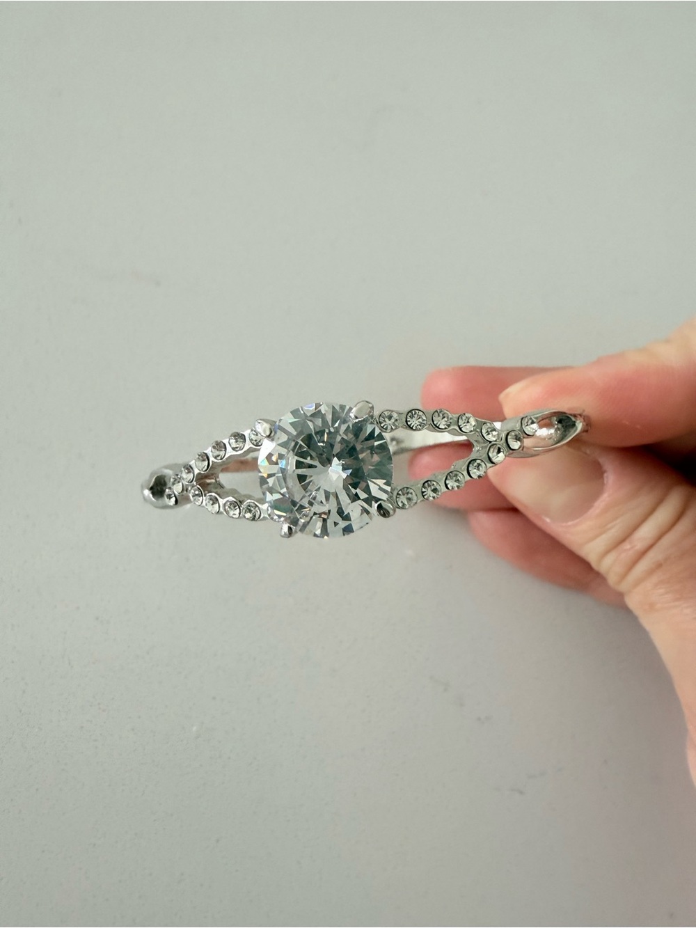 Elegant Silver color Crystal bracelet with Clear Stone